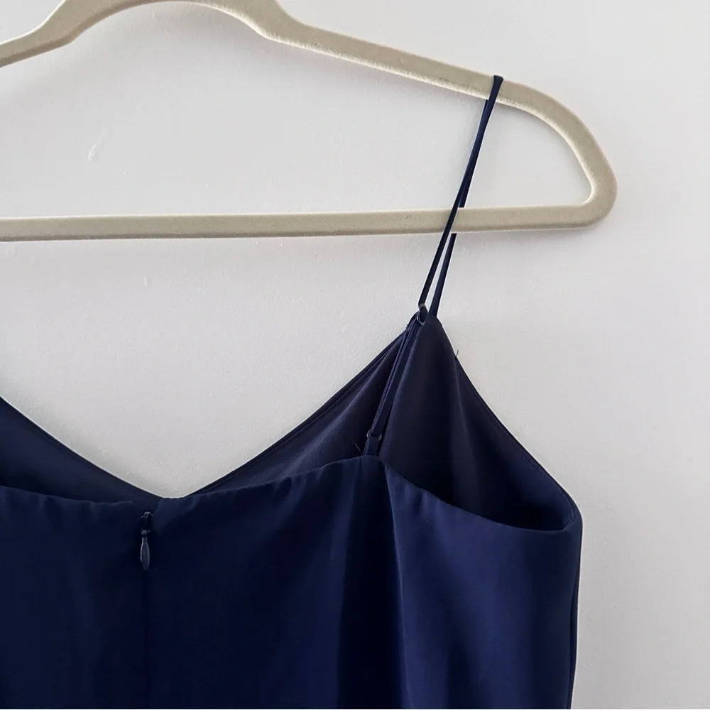 J. Crew Spaghetti Strap Navy Blue Side Split Maxi Dress Women's Size 6 NWT